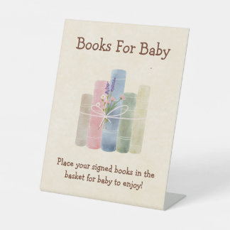 Een nieuw hoofdstuk begint babyboeken reclamebord met voetstuk