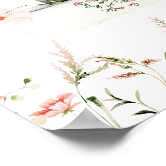 Een nieuw hoofdstuk begint bloemig boek babyshower poster (Hoek)