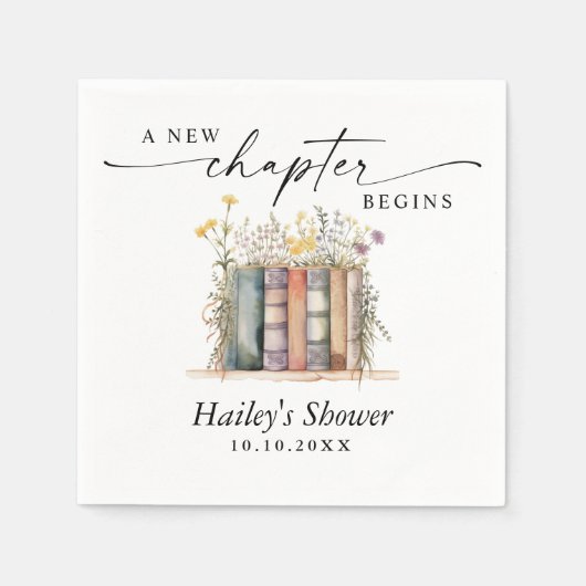 Een nieuw hoofdstuk begint, Boek Thema Baby Shower Servet (Voorkant)