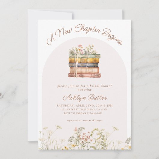 Een nieuw hoofdstuk begint bruidsdouche uitnodigin kaart (Voorkant)