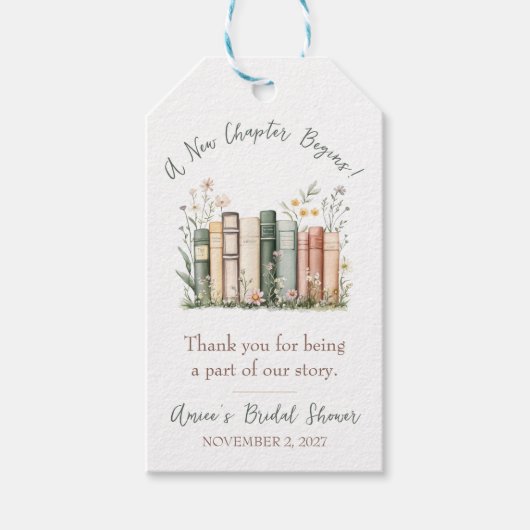 Een nieuw hoofdstuk begint!  Cadeautag bruidsboogf Cadeaulabel (Voorkant)