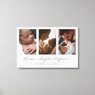 Een nieuw hoofdstuk begint Familie Multi Foto Scri Canvas Afdruk