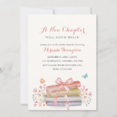 Een nieuw hoofdstuk begint Floral Bow Book Baby sh Kaart (Voorkant)