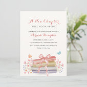Een nieuw hoofdstuk begint Floral Bow Book Baby sh Kaart (Staand voorkant)