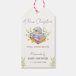 Een nieuw hoofdstuk begint Floral Hedgehog Baby sh Cadeaulabel