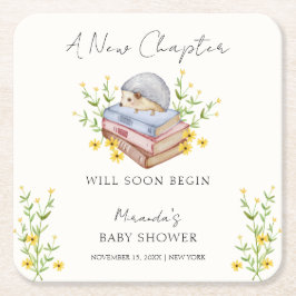 Een nieuw hoofdstuk begint Floral Hedgehog Baby sh Kartonnen Onderzetters