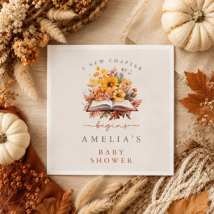 Een nieuw hoofdstuk begint Herfst Bloem Boek Baby Servet