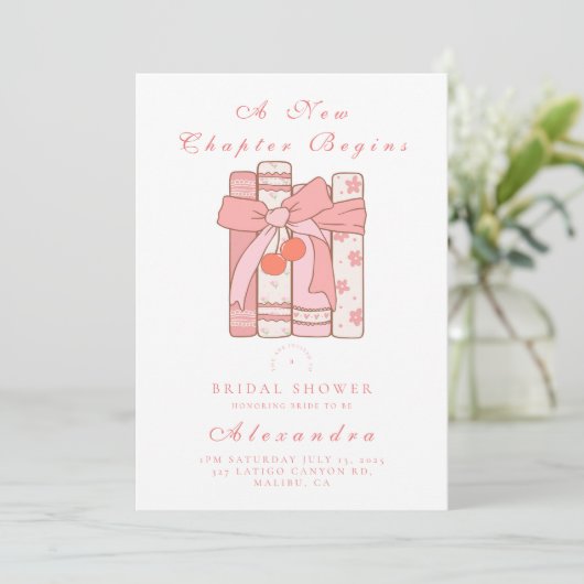 Een nieuw hoofdstuk begint kersenboog roze vrijgez kaart (Staand voorkant)