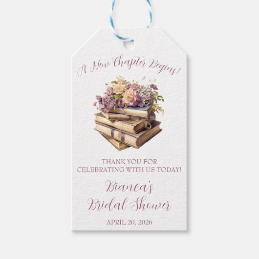 Een nieuw hoofdstuk begint! Lentebloemen Bruidsfee Cadeaulabel (Voorkant)