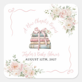 Een nieuw hoofdstuk begint met Baby shower Vierkante Sticker