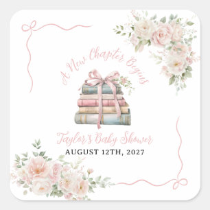 Een nieuw hoofdstuk begint met Baby shower Vierkante Sticker