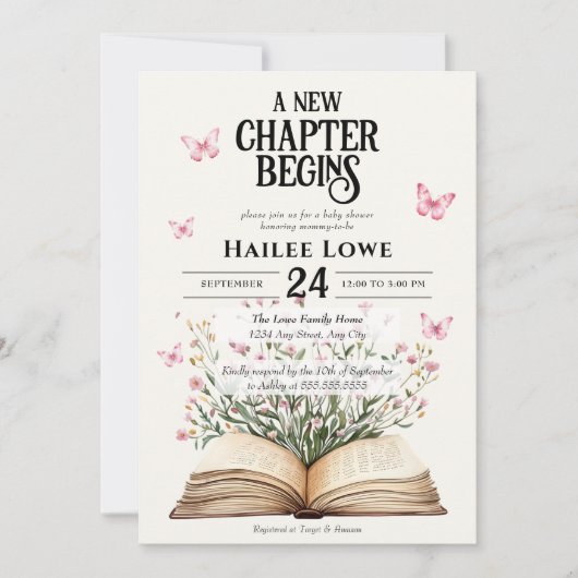 Een nieuw hoofdstuk begint met het Baby showers va Kaart (Voorkant)