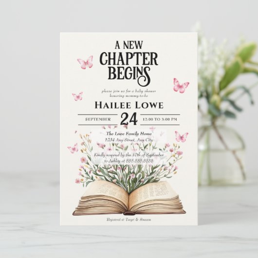 Een nieuw hoofdstuk begint met het Baby showers va Kaart (Staand voorkant)