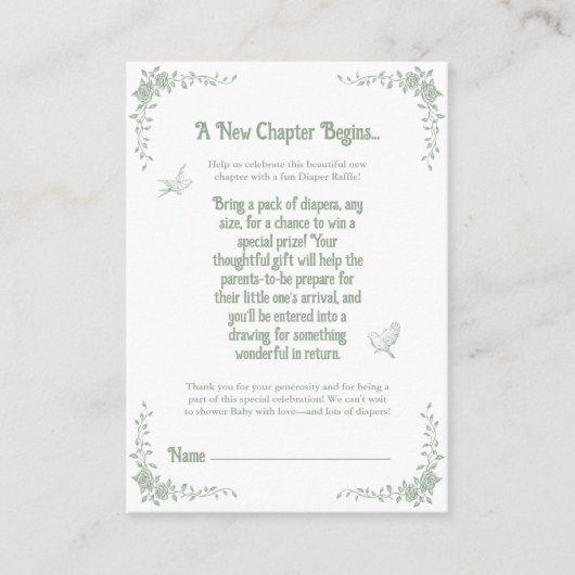 Een nieuw hoofdstuk begint met  luiergekletter informatiekaartje (Voorkant)