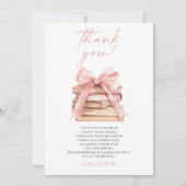 Een nieuw hoofdstuk begint Pink Bow Boeken Bruidsf Bedankkaart (Voorkant)