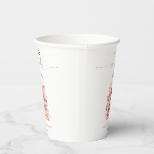 Een nieuw hoofdstuk begint Pink Bow Books Baby sho Papieren Bekers (Rechts)