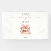 Een nieuw hoofdstuk begint Pink Bow Books Baby sho Spandoek (Horizontaal)