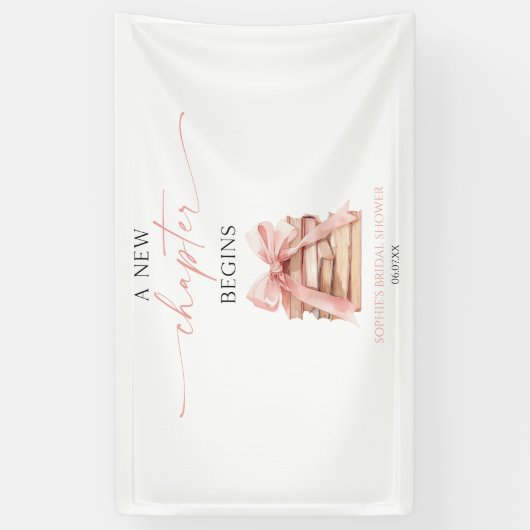 Een nieuw hoofdstuk begint Pink Bow Books Vrijgeze Spandoek (Verticaal)