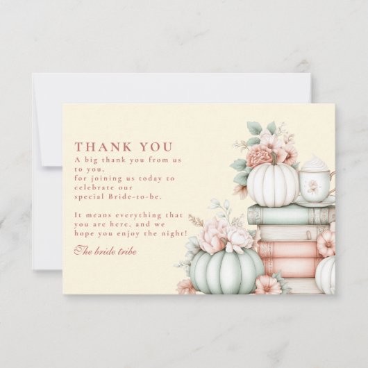 Een nieuw hoofdstuk begint pompoen vrijgezellenfee bedankkaart (Voorkant)