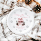 Een nieuw hoofdstuk begint, Roze lint Winter Baby  Papieren Bordje