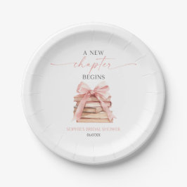 Een nieuw hoofdstuk begint Roze Strik Boeken Bruid Papieren Bordje