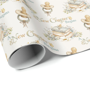 Een nieuw hoofdstuk begint Rustic boek thema baby  Cadeaupapier