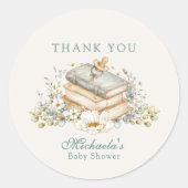 Een nieuw hoofdstuk begint Rustic boek thema baby Ronde Sticker (Voorkant)
