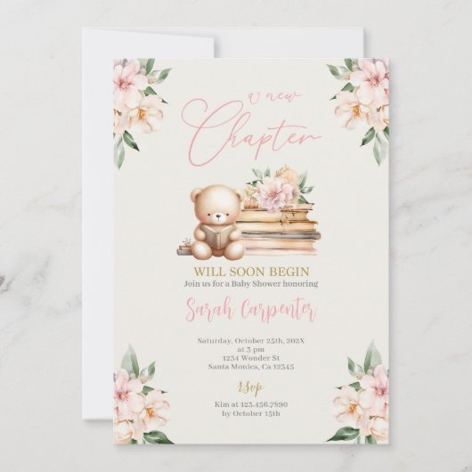 Een nieuw hoofdstuk begint Teddy Bear Baby shower  Kaart (Voorkant)