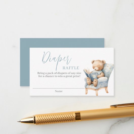 Een nieuw hoofdstuk begint Teddy Bear Diaper Raffl Informatiekaartje (Voorkant / Achterkant in situ)