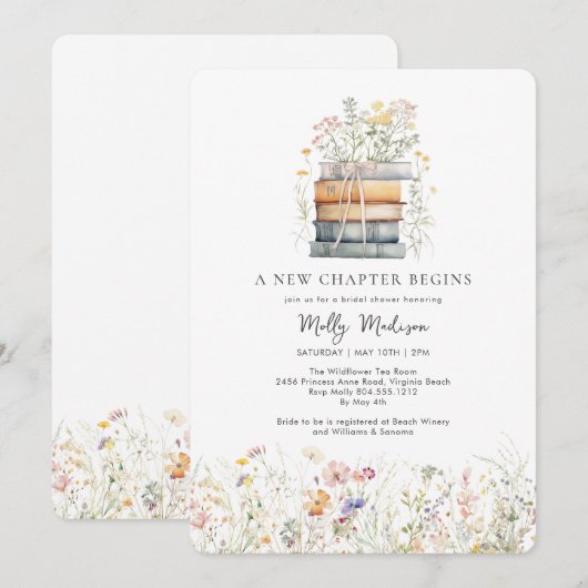 Een nieuw hoofdstuk begint Wildflower Baby shower Kaart (Voorkant / Achterkant)