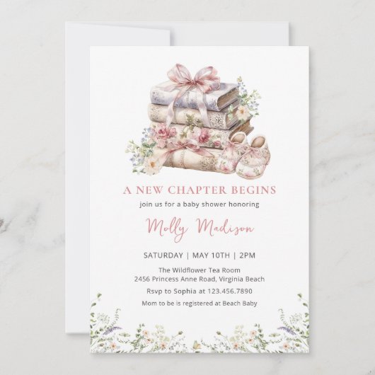 Een nieuw hoofdstuk begint Wildflower Baby shower Kaart (Voorkant)