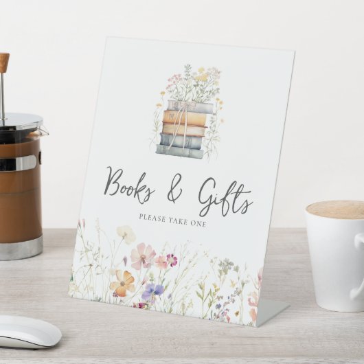 Een nieuw hoofdstuk begint Wildflower boeken en ge Reclamebord Met Voetstuk (Insitu)