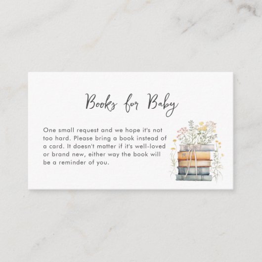 Een nieuw hoofdstuk begint Wildflower Book Baby sh Informatiekaartje (Voorkant)