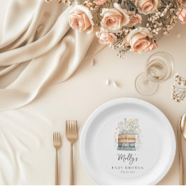 Een nieuw hoofdstuk begint Wildflower Book Baby sh Papieren Bordje