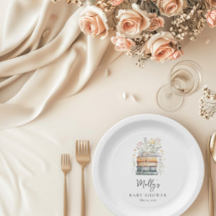 Een nieuw hoofdstuk begint Wildflower Book Baby sh Papieren Bordje