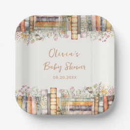 Een nieuw hoofdstuk begint Wildflower Book Baby Sh Papieren Bordje