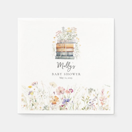 Een nieuw hoofdstuk begint Wildflower Book Baby Sh Servet (Voorkant)