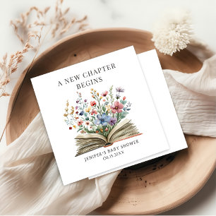 Een nieuw hoofdstuk begint Wildflower Book Baby sh Servet