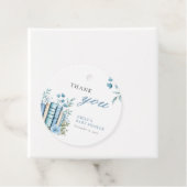 Een nieuw hoofdstuk Blauw Baby shower Bedankjes Labels (In situ)