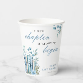 Een nieuw hoofdstuk Blauwe Baby Shower Papieren Bekers