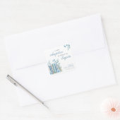 Een nieuw hoofdstuk Blauwe baby shower Vierkante Sticker (Envelop)