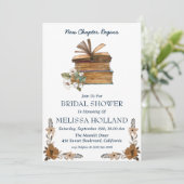 Een nieuw hoofdstuk boek Bruids Douche Uitnodiging (Staand voorkant)