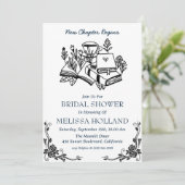 Een nieuw hoofdstuk boek Bruids Douche Uitnodiging (Staand voorkant)