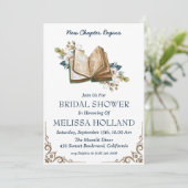 Een nieuw hoofdstuk boek Bruids Douche Uitnodiging (Staand voorkant)