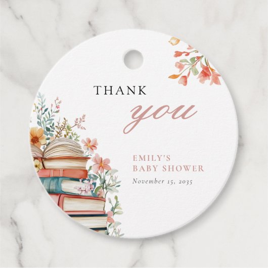 Een nieuw hoofdstuk Floral Baby shower Bedankjes Labels (Voorkant)