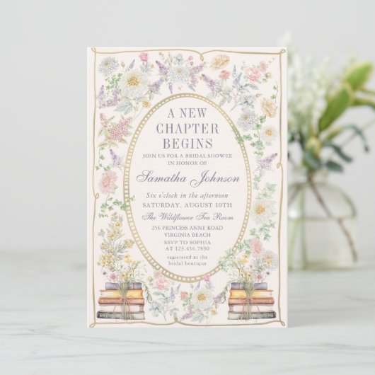 Een nieuw hoofdstuk Floral Storybook Vrijgezellenf Kaart (Staand voorkant)