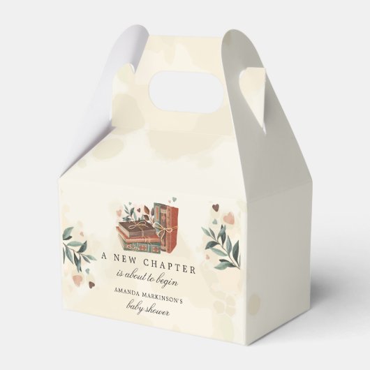 Een nieuw hoofdstuk gaat het Baby shower beginnen Bedankdoosjes (Voorkant Zijde)