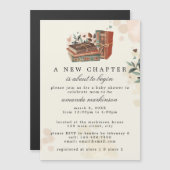 Een nieuw hoofdstuk gaat het Baby shower beginnen Magnetische Uitnodiging (Voorkant / Achterkant)