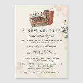 Een nieuw hoofdstuk gaat het Baby shower beginnen Magnetische Uitnodiging (Voorkant)