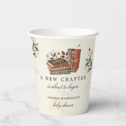 Een nieuw hoofdstuk gaat het Baby shower beginnen Papieren Bekers (Achterkant)